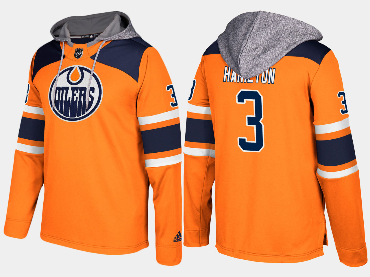 Men NHL Edmonton oilers retired 3 al hamilton orange hoodie